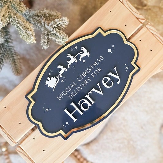 Vintage Acrylic Sleigh Crate Delivery Plaque Only