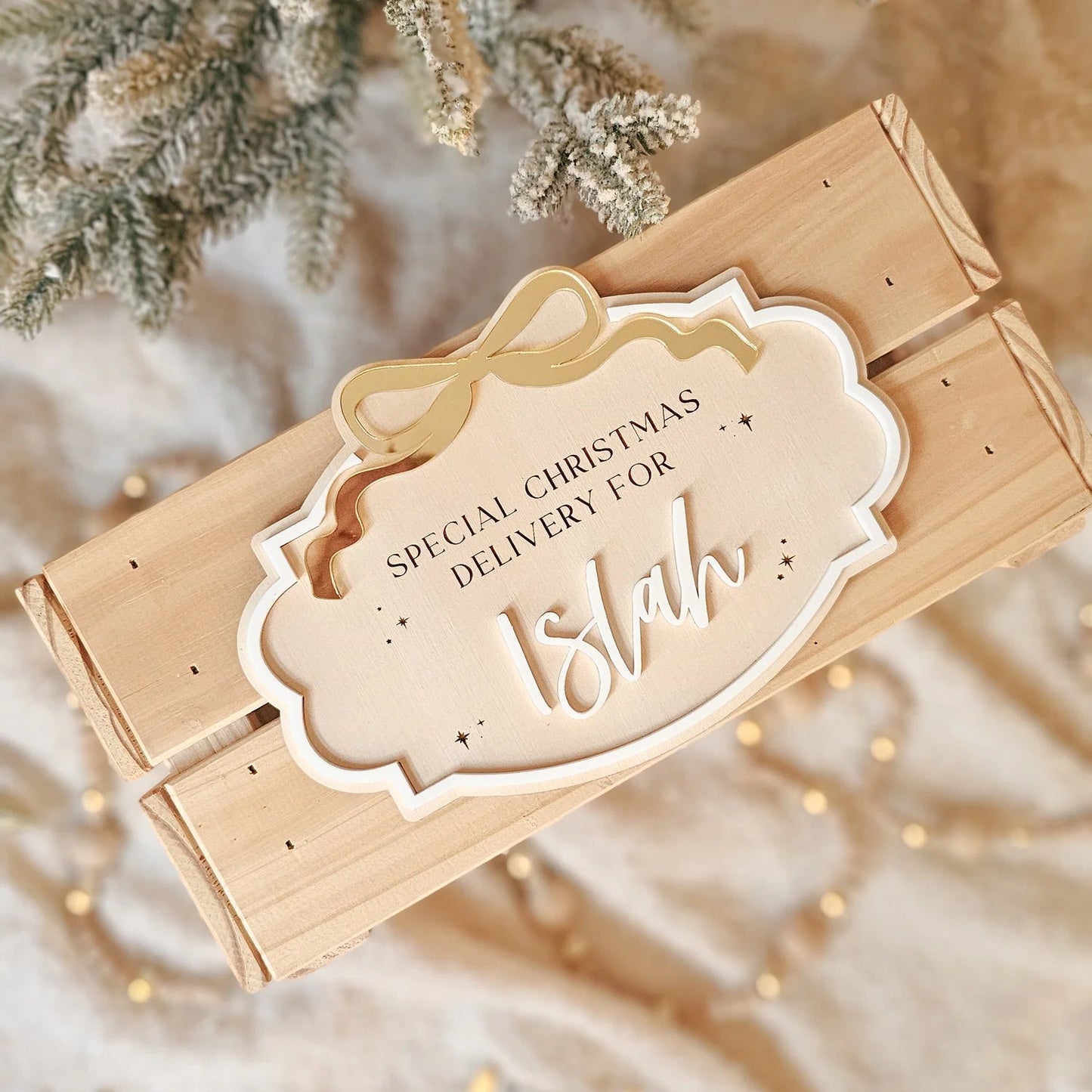 Christmas Bow Crate Delivery Plaque Only