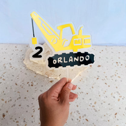 Crane Construction Cake Topper