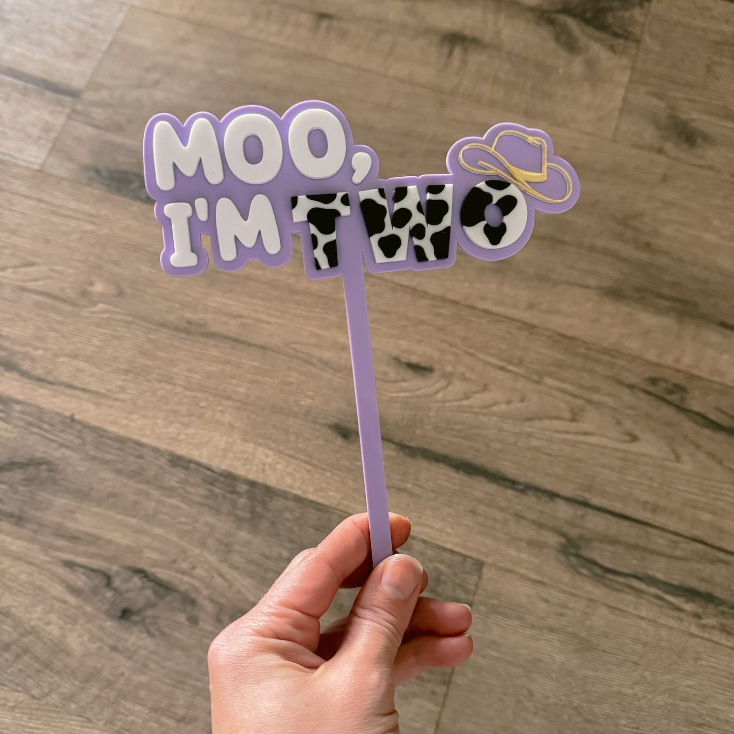 Moo I'm Two Cake Topper