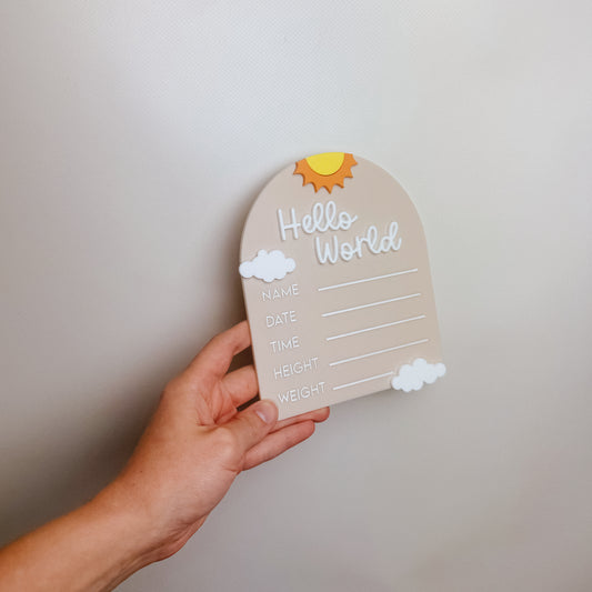 Sun & Clouds Birth Announcement Sign