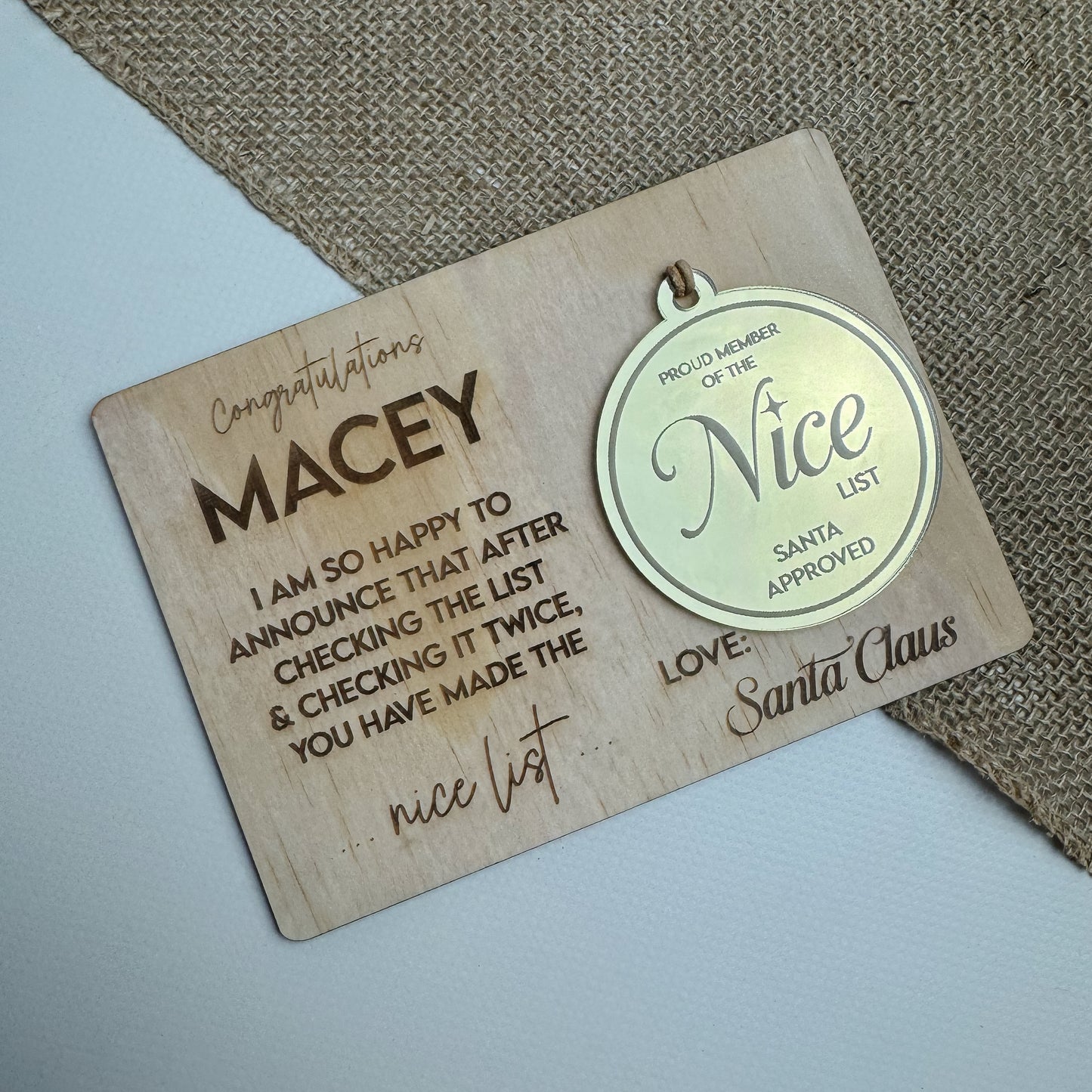 Nice List Award & Medallion