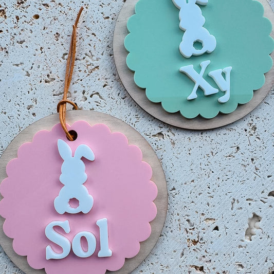 Round Scallop Bunny Tags