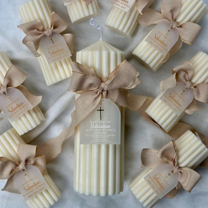 Ribbed Candle With Engraved Custom Plaque