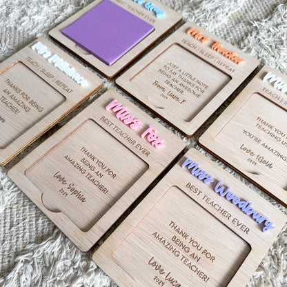 Teacher Personalised Post It Note Holder