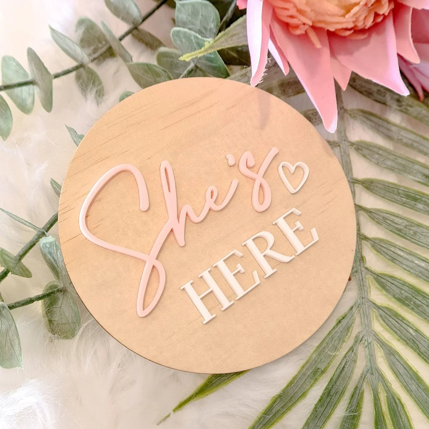 He's Here She's Here Double Sided Plaque