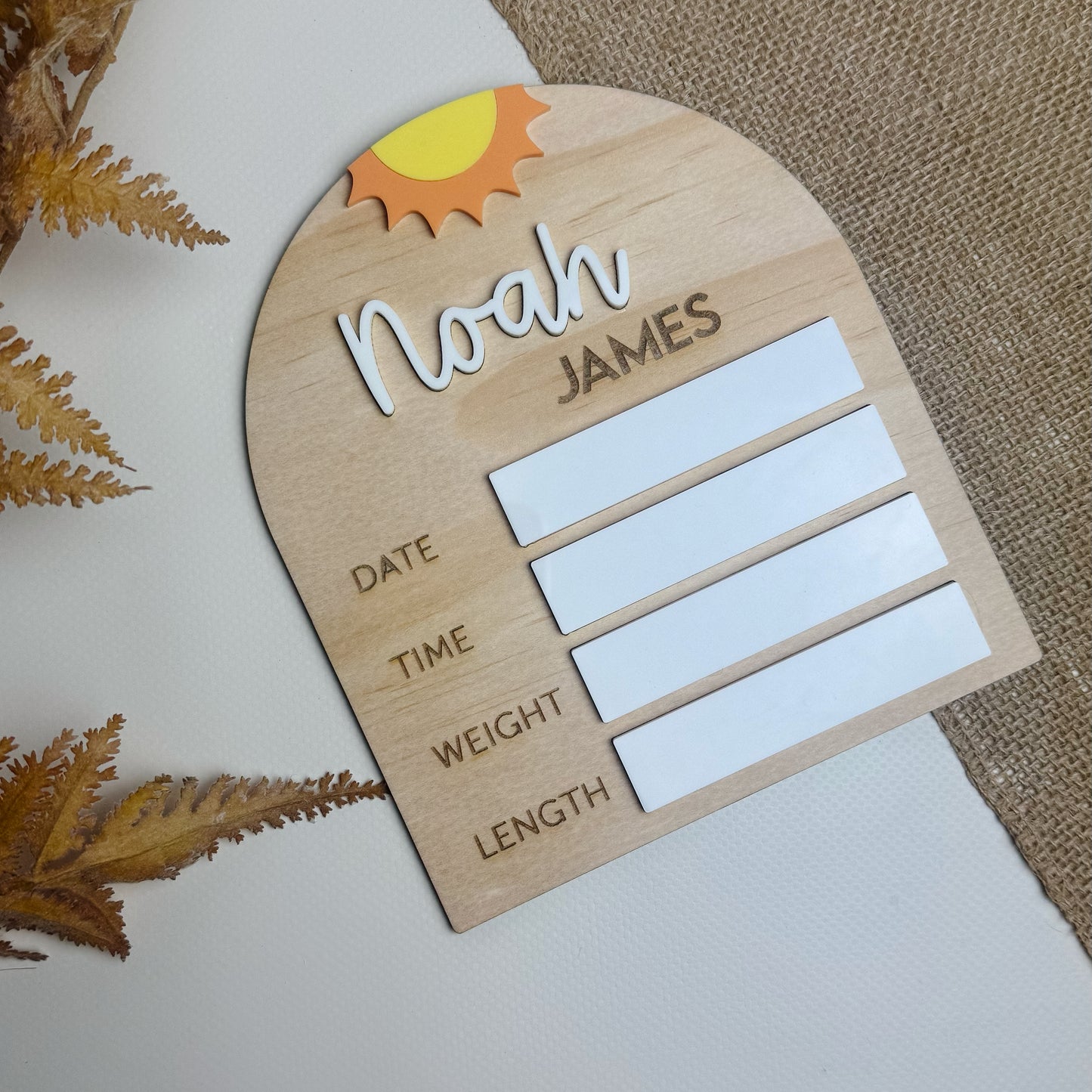 Sunshine Birth Announcement Dry Erase Plaque