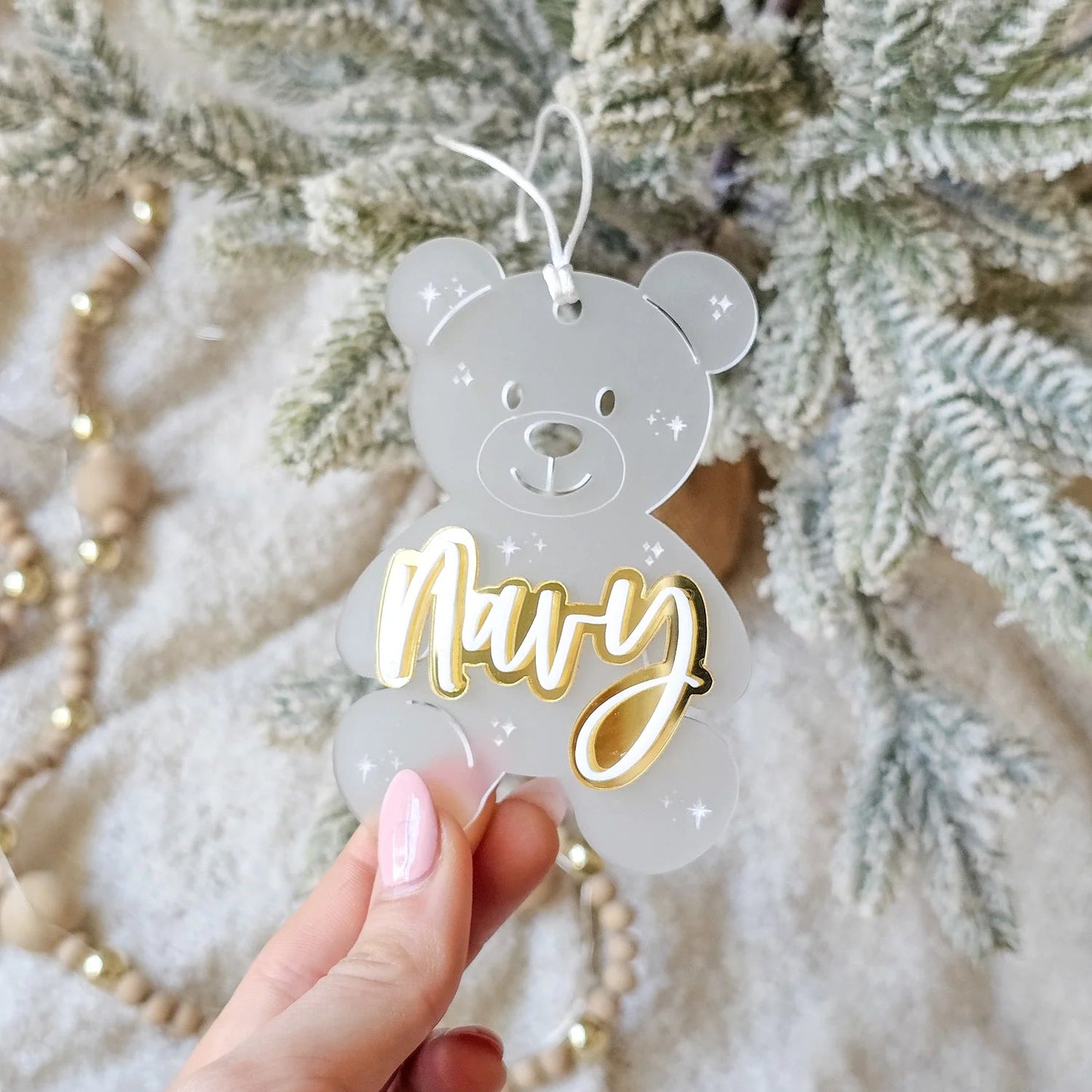 Layered Teddy Bear Acrylic Ornament Tag