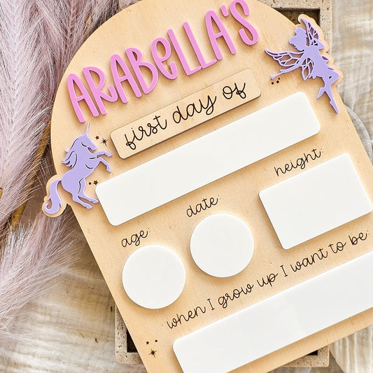 Unicorn Fairy First Day Last Day Board